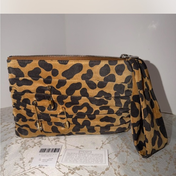 henri bendel Handbags - Henri Bendel Leopard Print Haircalf Leather Clutch Wristlet Pouch